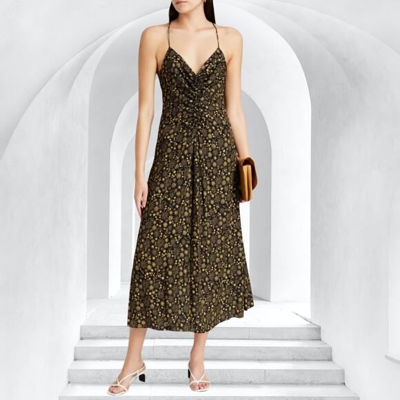 Sandro Dresses & Skirts - Sandro Women's Black Carolina Gathered Tie Floral-Print Maxi Dress Size 36